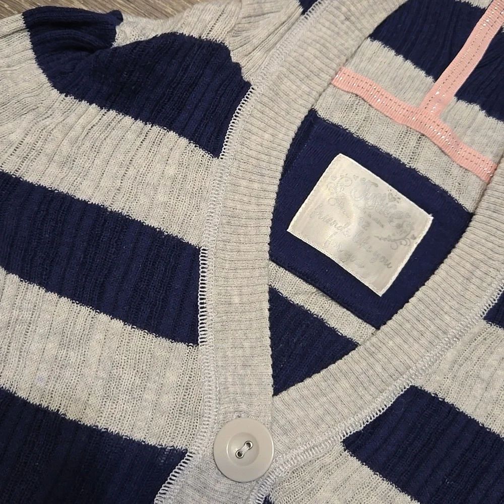 Justice Navy And Gray Hooded Sweater Sz 12